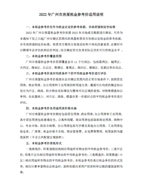 2022年广州市房屋租金参考价-预览图2