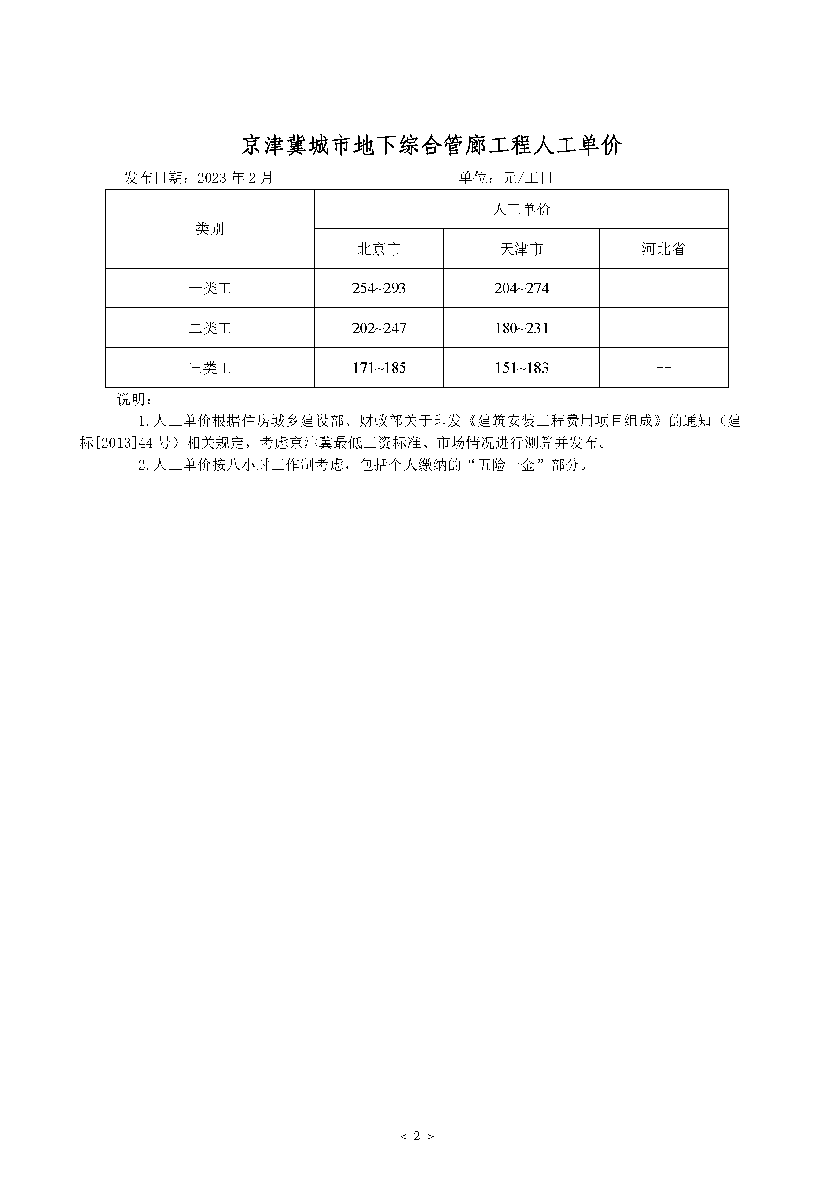 2023年2月京津冀城市地下综合管廊工程造价信息-预览图3