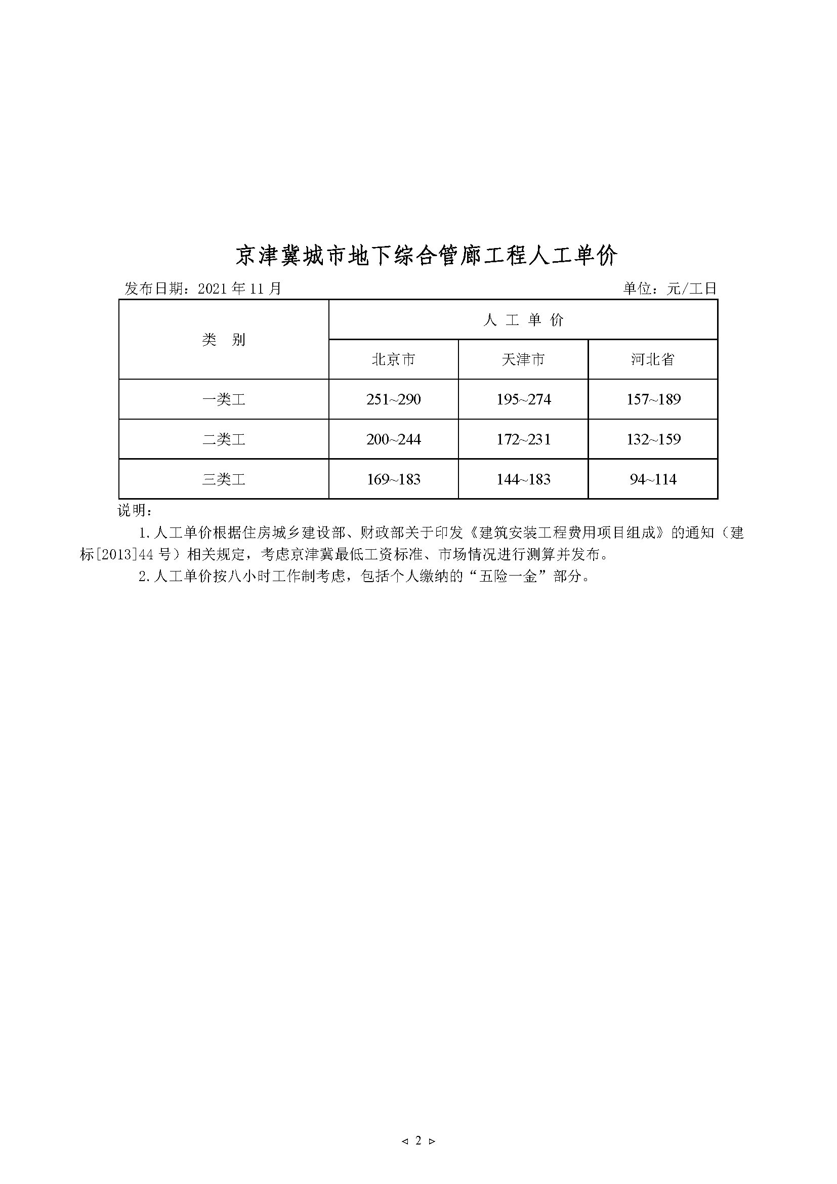 2021年11月京津冀城市地下综合管廊工程造价信息-预览图3