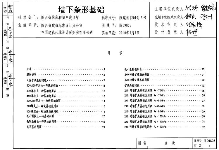 【陕西09系列图集】陕09G03 墙下条形基础 09系列结构图集
