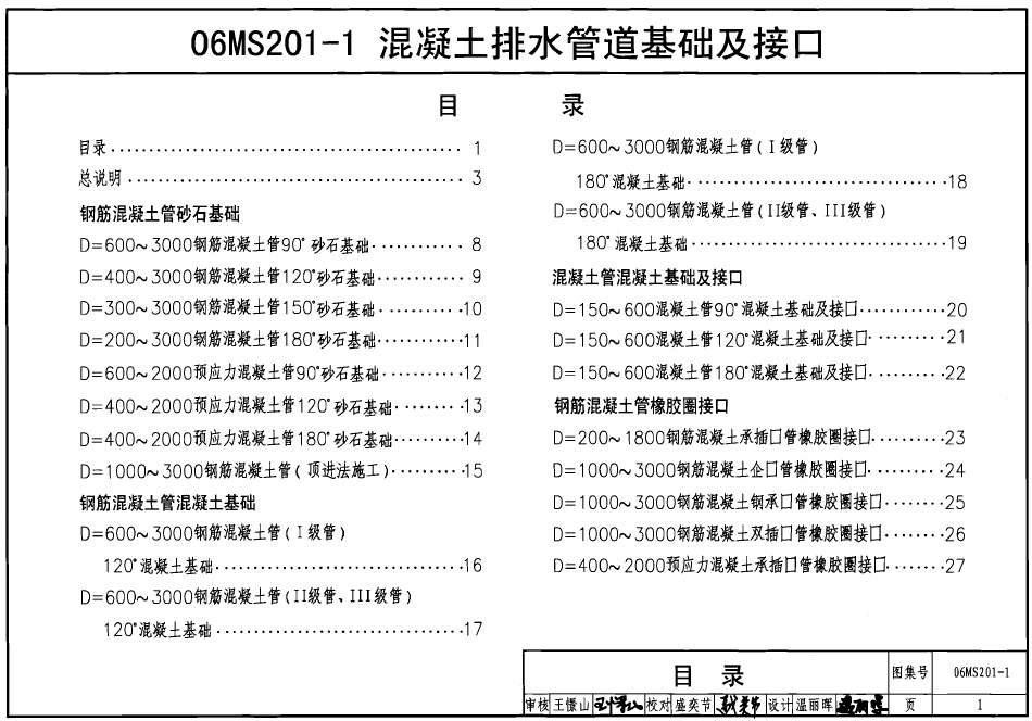 06MS201-1混凝土排水管道基础及接口
