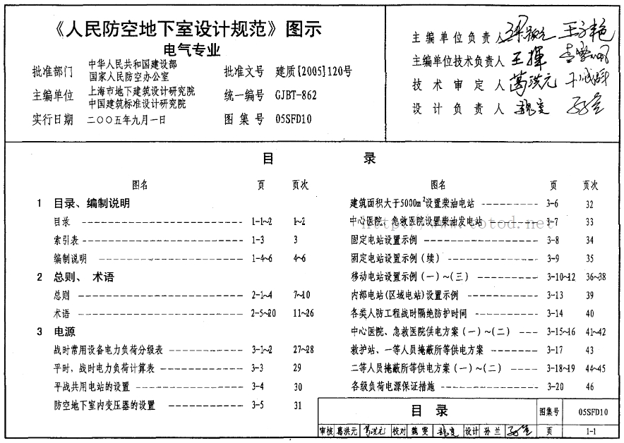 05SFD10《人防防空地下室设计规范》图示电气专业
