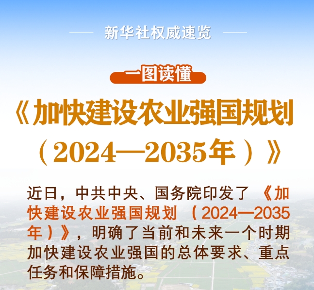 中共中央 国务院印发《加快建设农业强国规划（2024－2035年）》